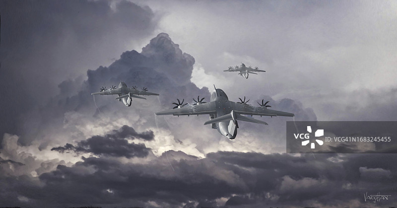 军用运输机插图图片素材