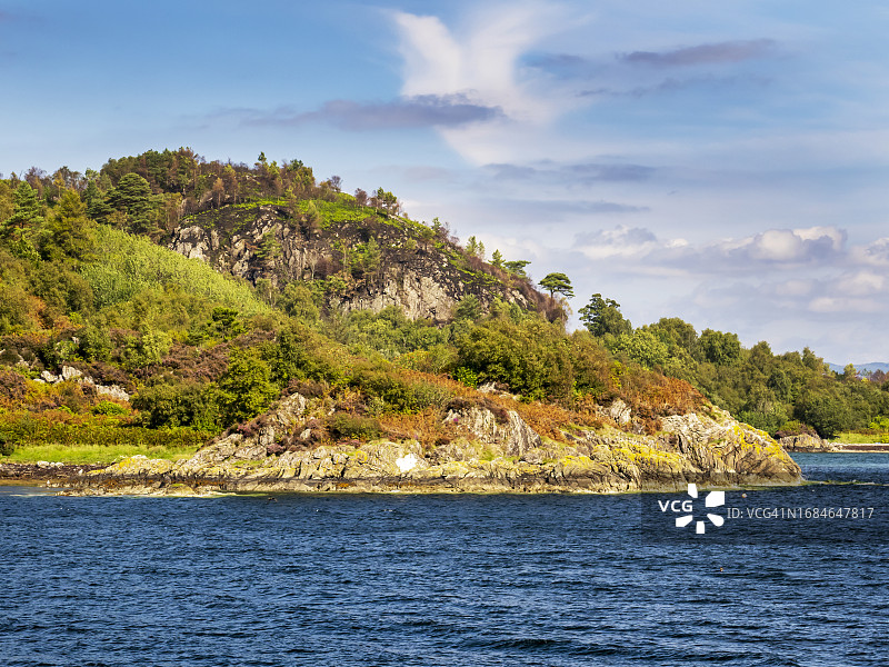 英国苏格兰塔伯特附近东塔伯特湖的湖岸图片素材