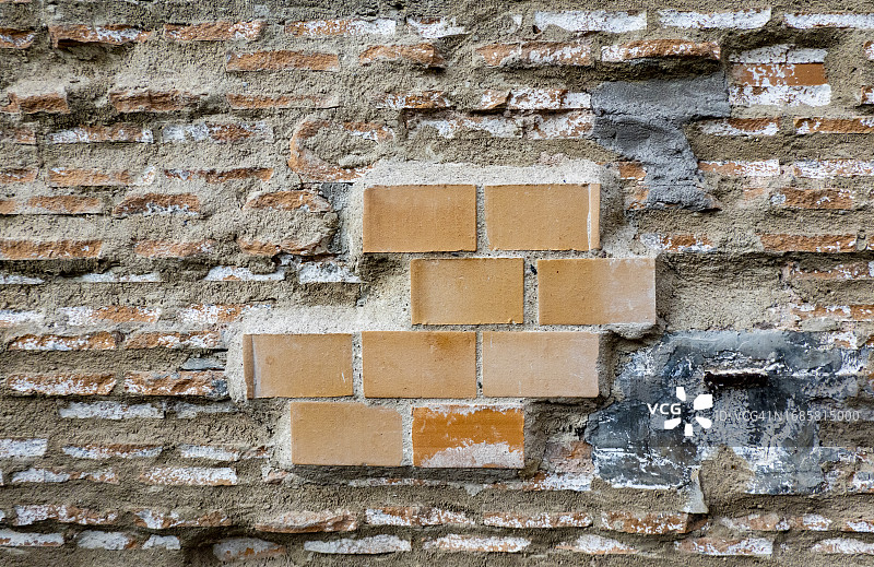 墙上的新旧砖块图片素材