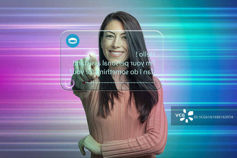 人工智能聊天机器人智能数字客户服务应用概念图片素材