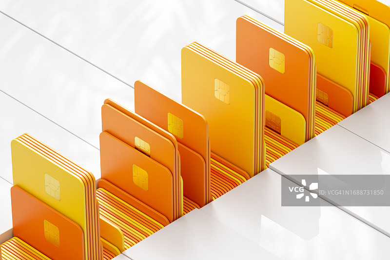 金融科技创新：彩色信用卡的数字图像图片素材