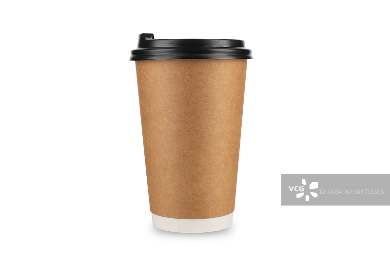 白色背景上的棕色一次性纸咖啡杯样机图片素材
