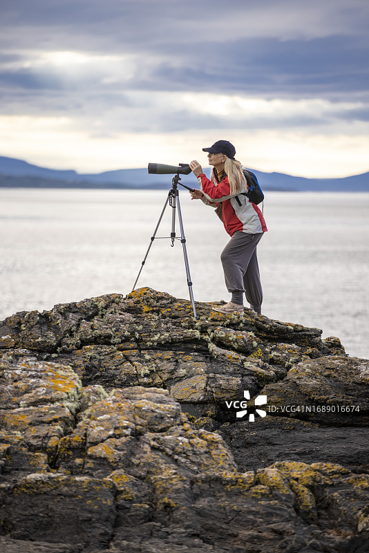 观鸟的女群众图片素材