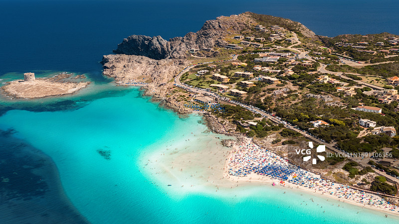 撒丁岛海岸线和沙滩航拍，意大利图片素材