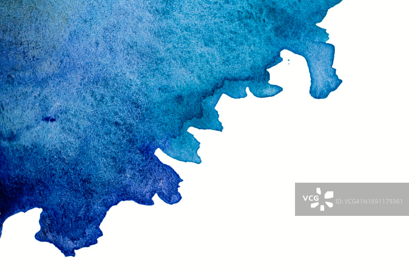 深蓝色水彩背景，白色隔离。适合文字叠加。图片素材