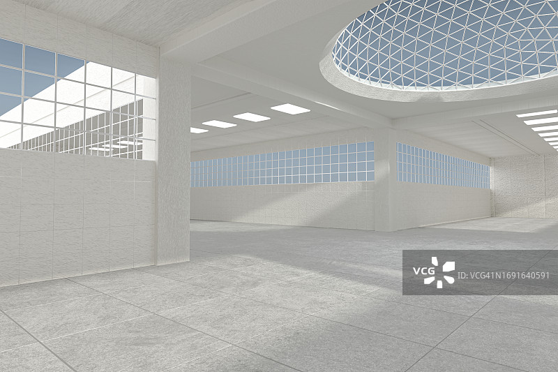 3D渲染：白色建筑空间图片素材