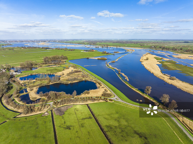 哈瑟尔特Zwarte Water河洪水位无人机视角图片素材