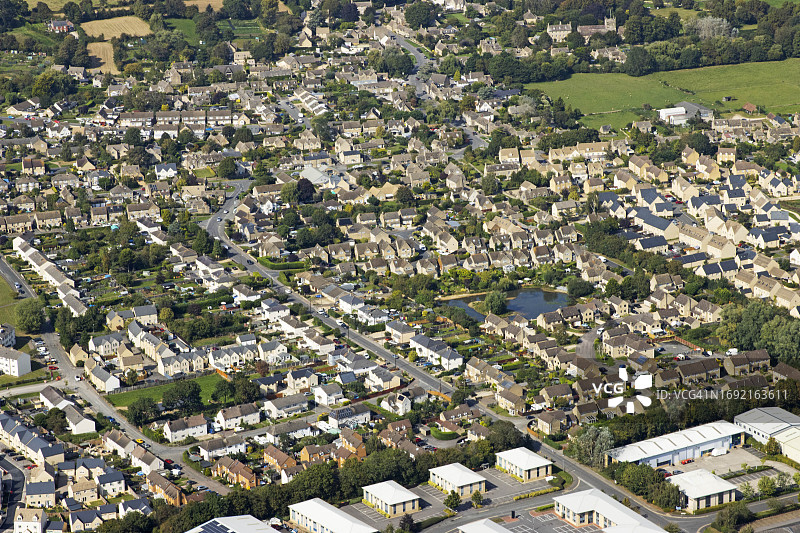 格洛斯特郡南瑟尼镇的航拍景色图片素材