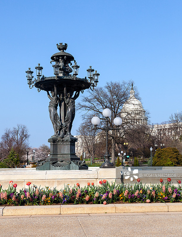 巴托尔迪喷泉和国会大厦圆顶图片素材