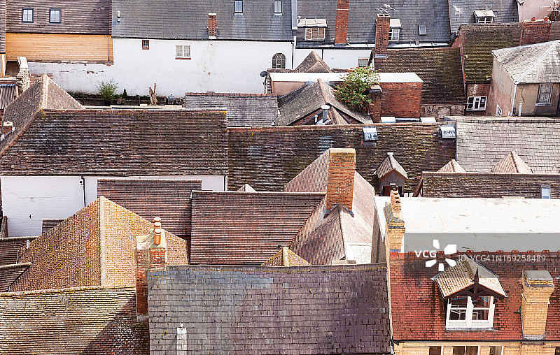 什罗普郡卢德洛老房子的屋顶图片素材