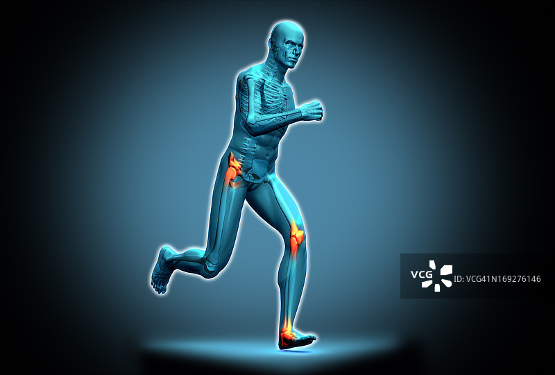 奔跑的蓝色人形图片素材