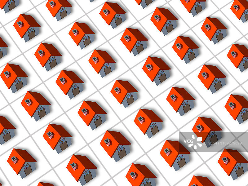 红色屋顶3D房屋图片素材