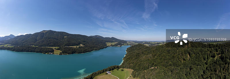 奥地利萨尔茨堡州富施尔湖富施尔城堡航拍图片素材