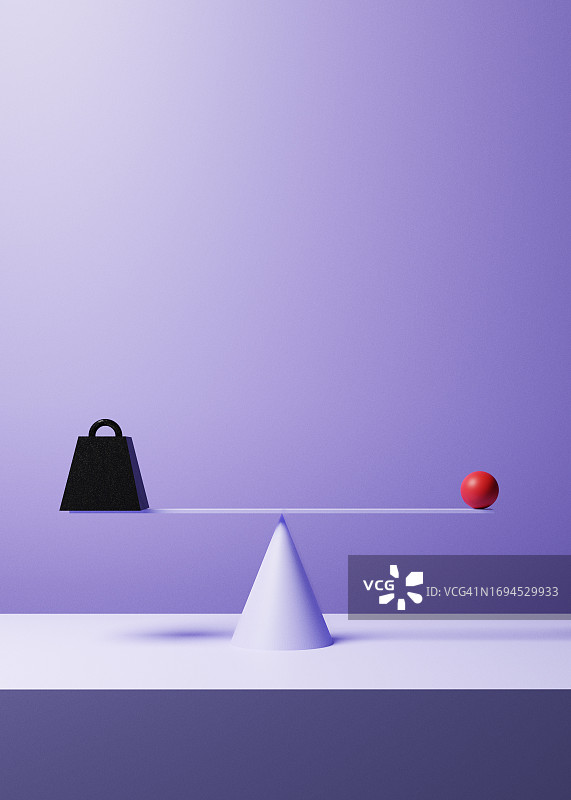 金属砝码与红色球体图片素材