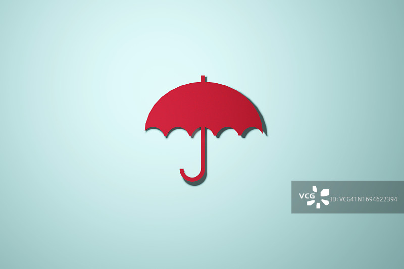 带有复制空间的红色纸伞背景，3D渲染图片素材