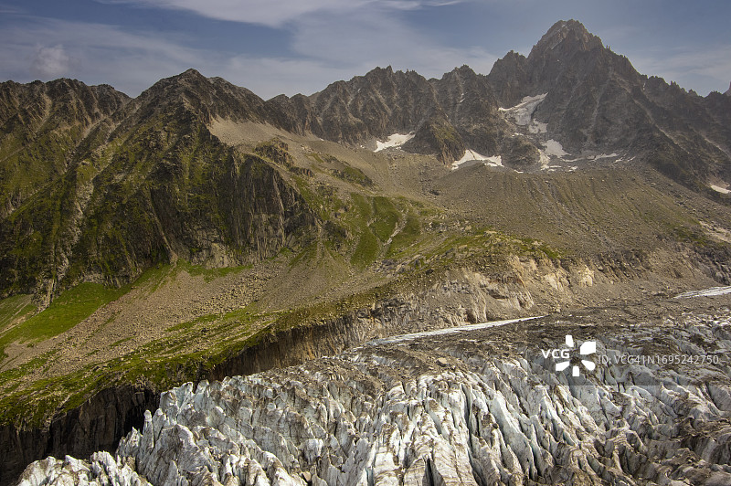 法国沙莫尼勃朗峰阿让蒂耶尔冰川图片素材