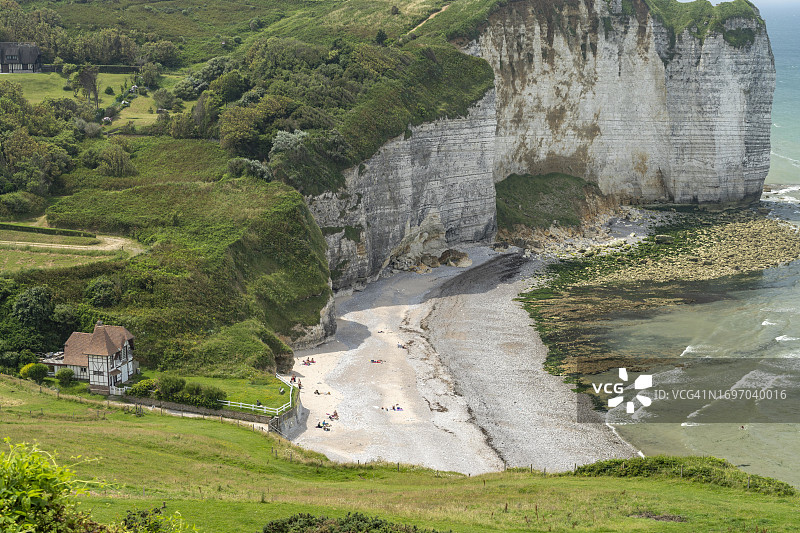 法国诺曼底沃科特海滩和悬崖图片素材