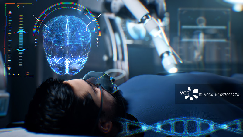 机器人手臂和人工智能辅助外科手术图片素材