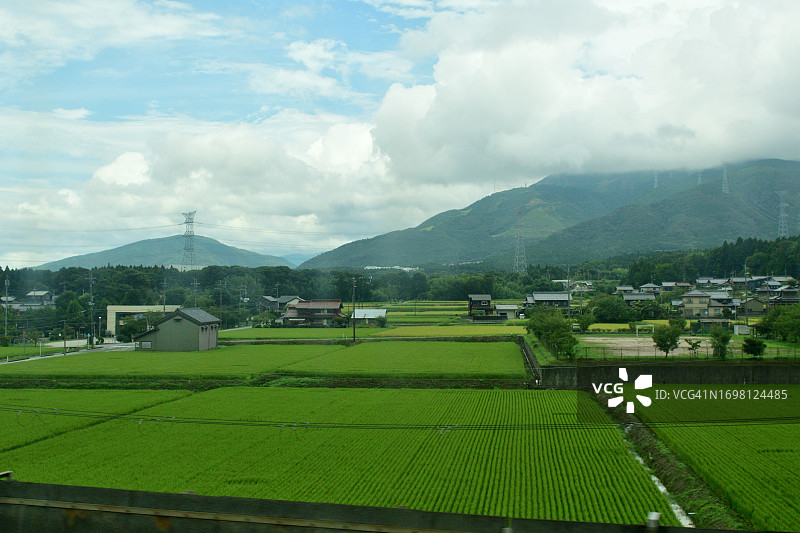 日本乡村风光：从东海道新干线看到的日本中西部景色图片素材