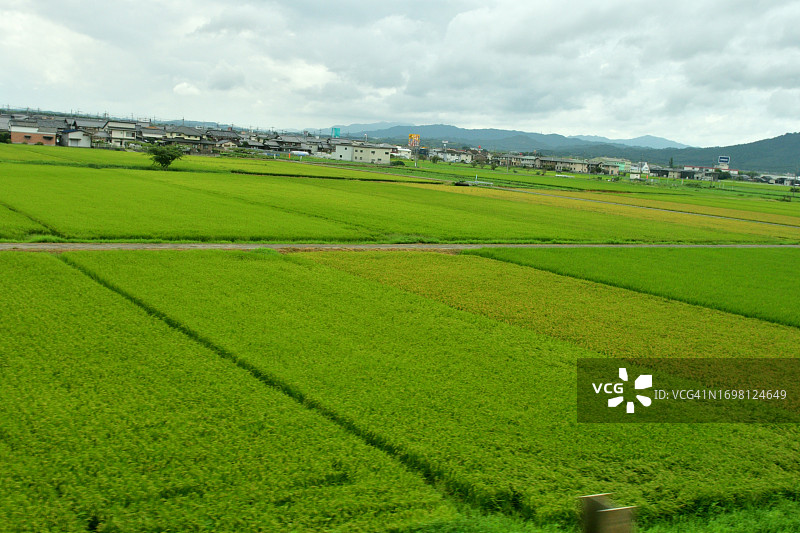 日本乡村风光：从东海道新干线看到的日本中西部景色图片素材