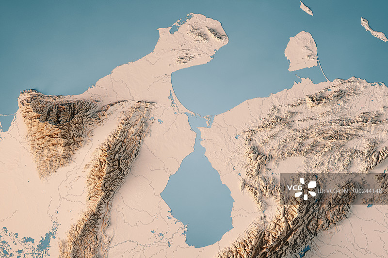 马拉开波湖地形图3D渲染图片素材