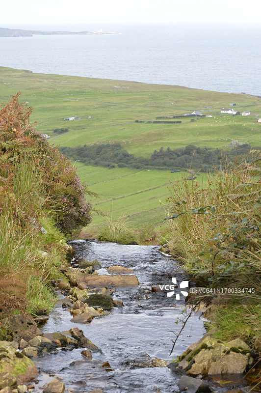 流经草地的溪流图片素材