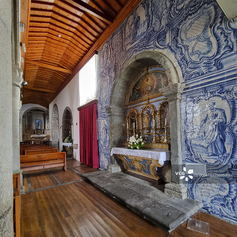 格拉西iosa岛圣克鲁斯主教堂内部，亚速尔群岛图片素材