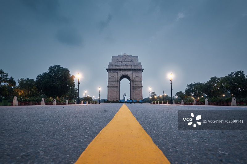 新德里印度门黎明景色图片素材