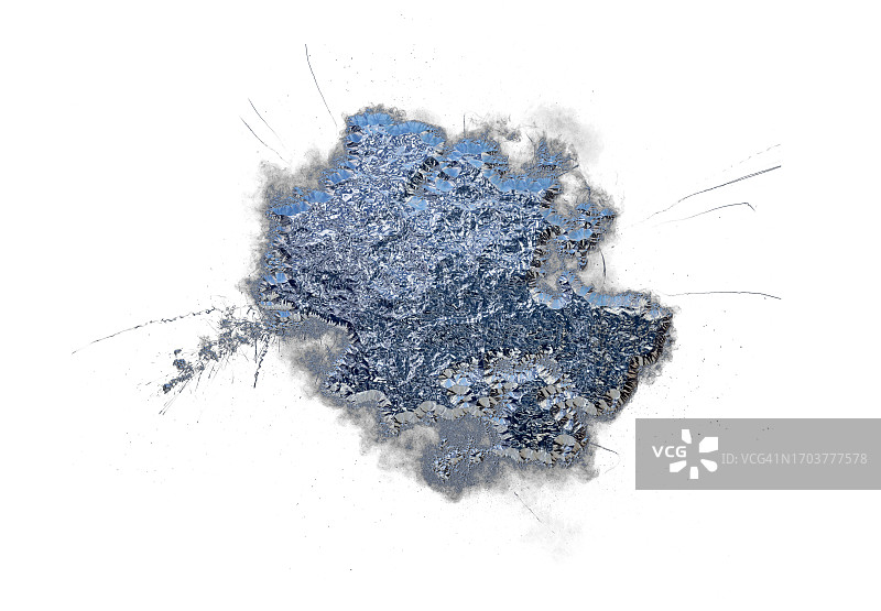 白色背景上银色金属液体爆炸飞溅图片素材