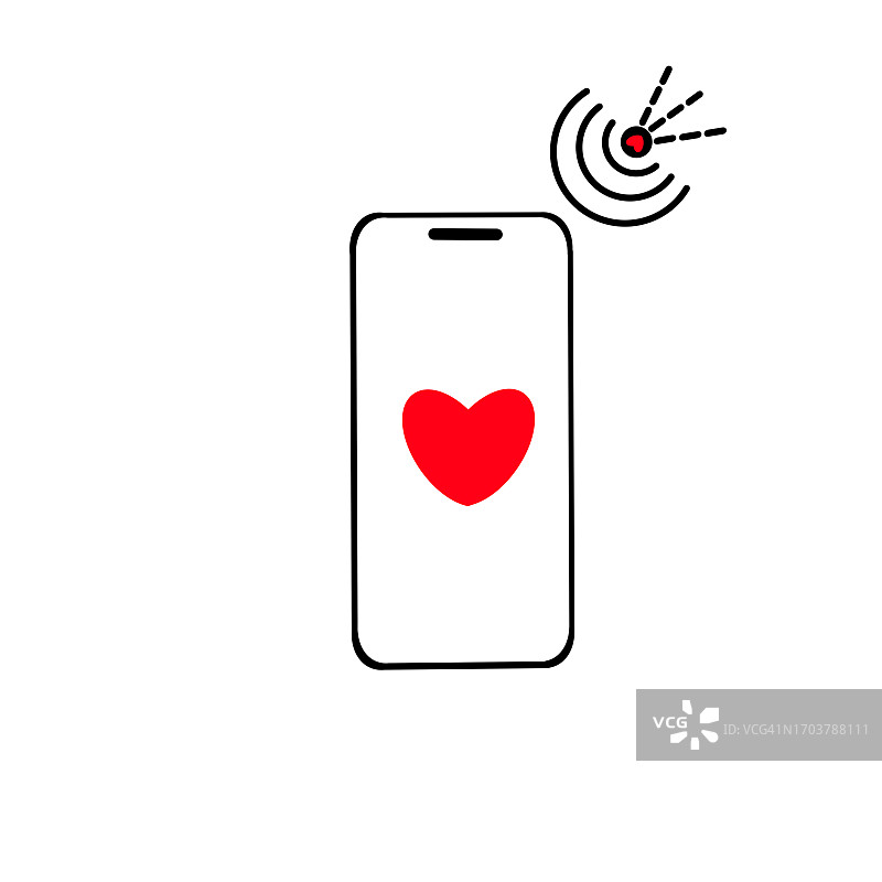 来电铃声线稿图标，智能手机响铃提示图片素材