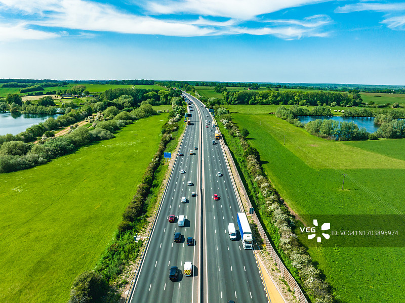 英格兰中部M1高速公路航拍图片素材