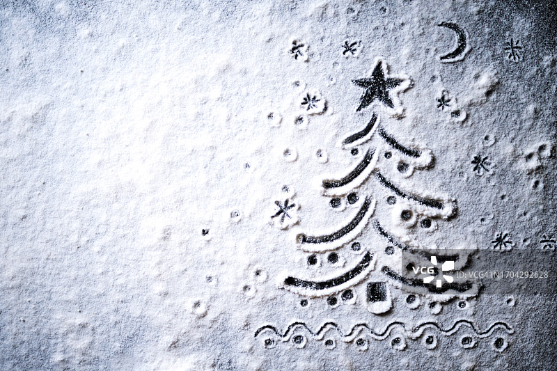 面粉绘制的圣诞树图片素材