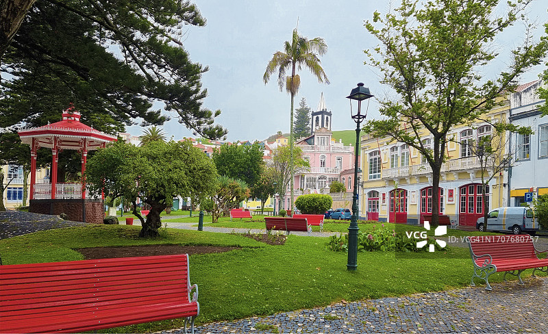 亚速尔群岛法亚尔岛首府欧尔塔共和国广场花园图片素材