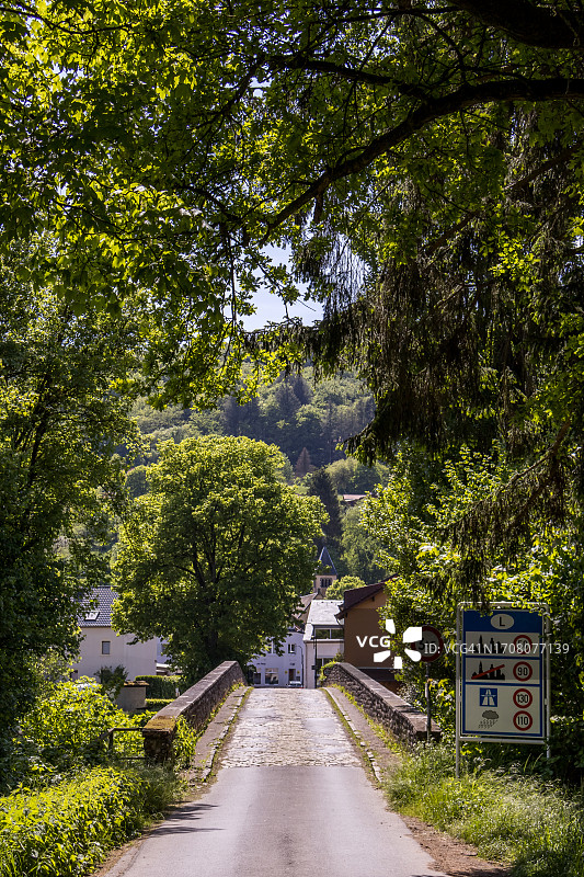 通往迪林根镇的人行桥图片素材
