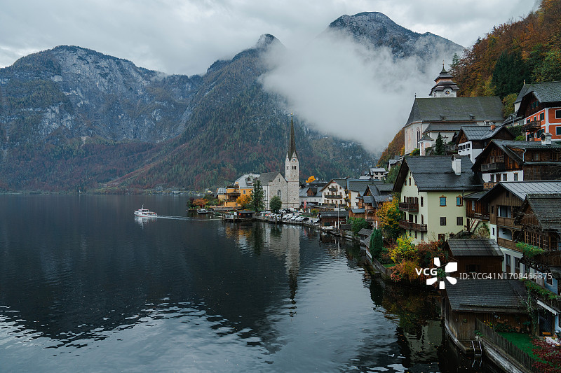 秋季哈尔施塔特风光图片素材