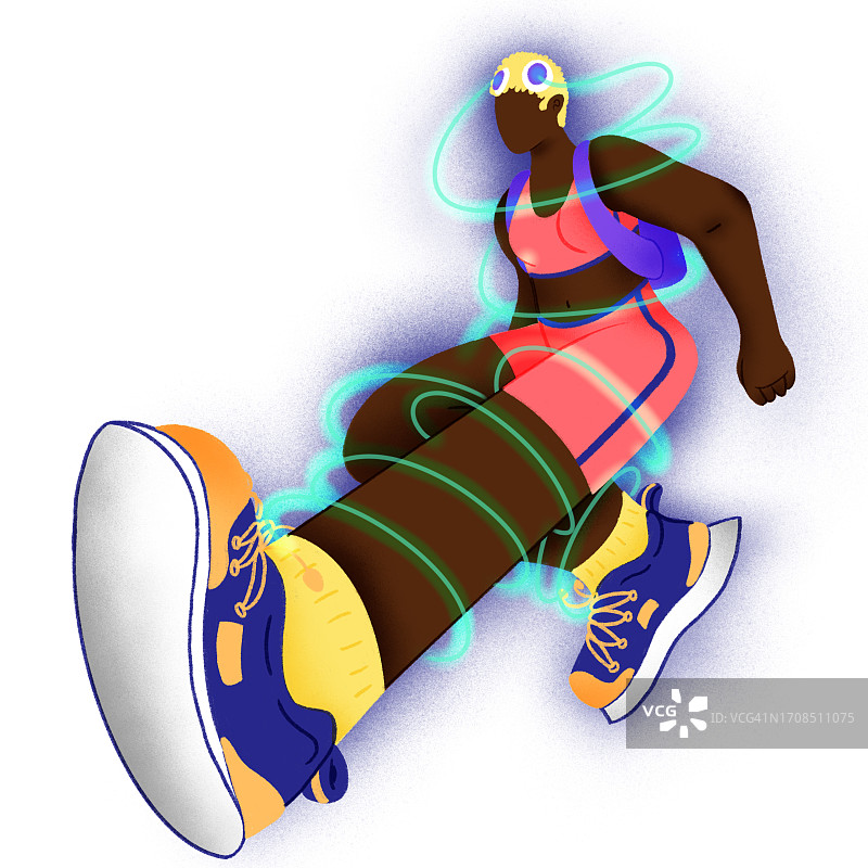 AI背包辅助残疾酷儿跑步插画图片素材