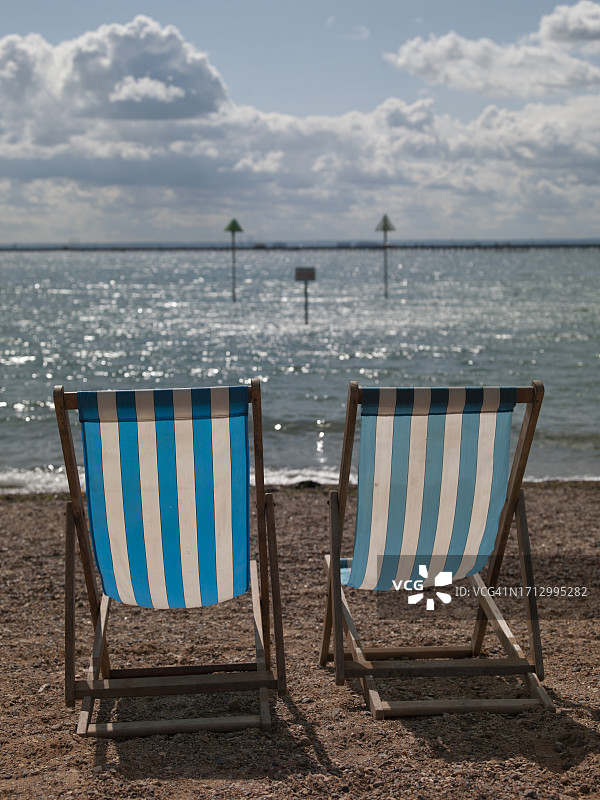 绍森德海滩的沙滩椅图片素材