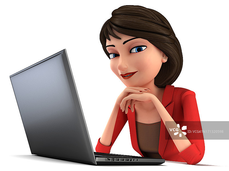 使用笔记本电脑的商务女人图片素材