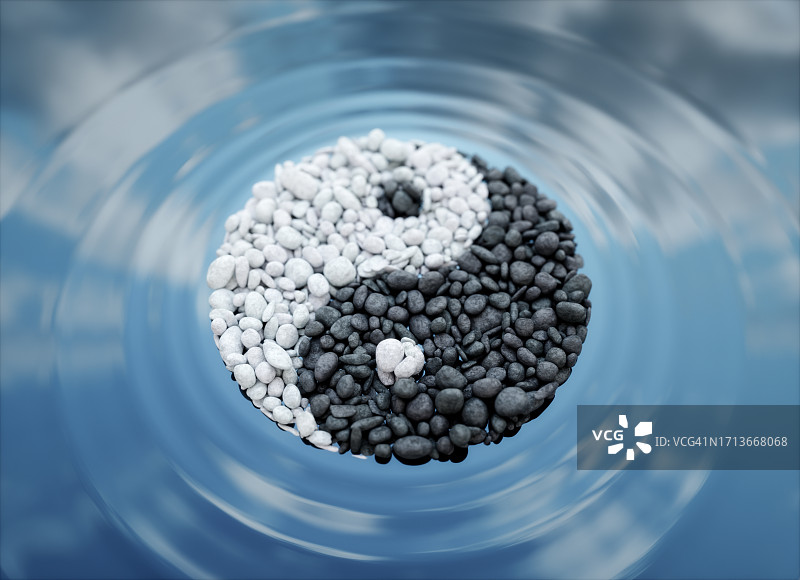 鹅卵石组成的阴阳符号图片素材