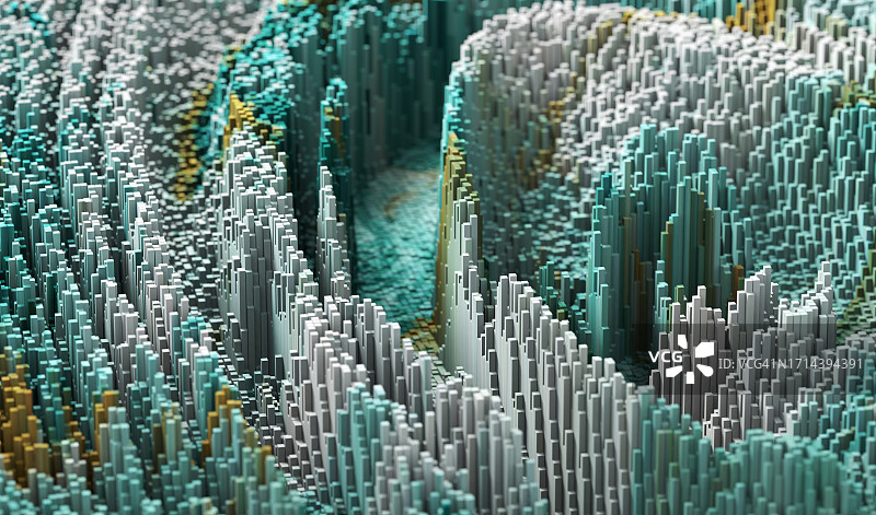 立方体地形天气预报3D渲染图片素材