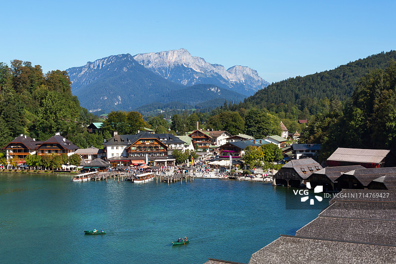 旅游目的地：国王湖和游船（德国贝希特斯加登兰, 巴伐利亚）图片素材