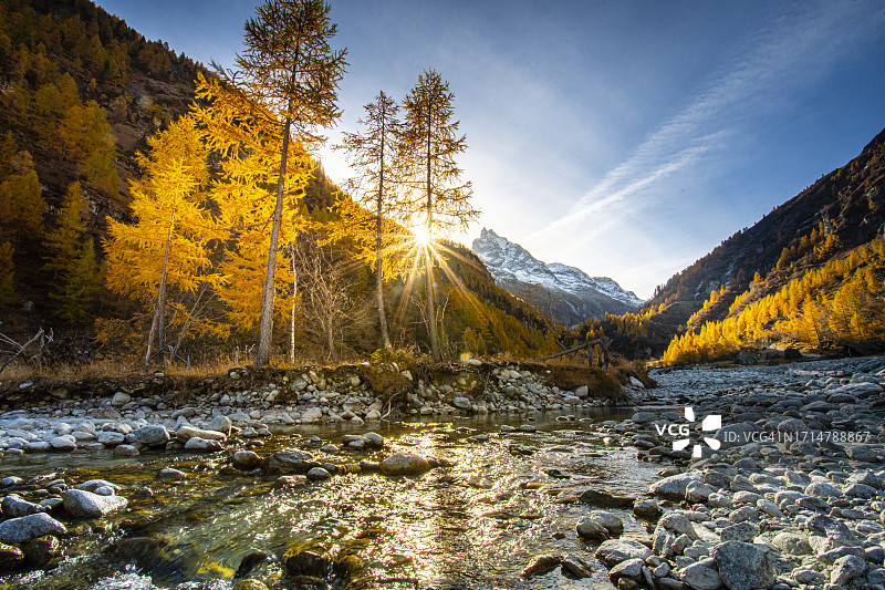 瑞士阿尔卑斯山的秋色图片素材
