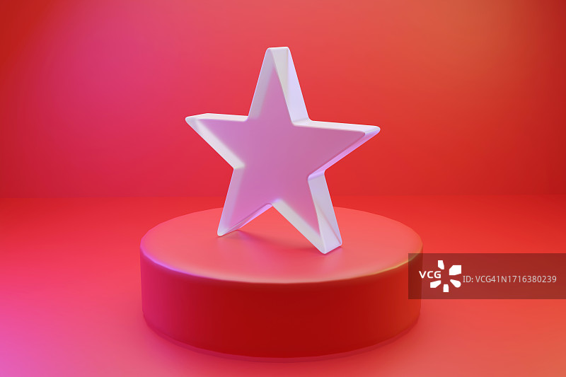 红色领奖台上的圣诞星图片素材