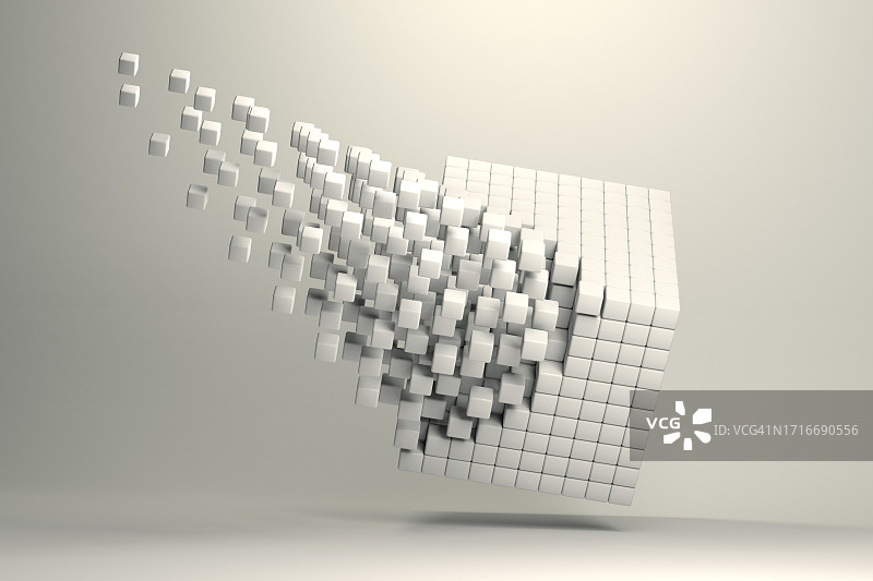 白色立方体现代抽象背景：科技、科学、金融和商业概念图片素材