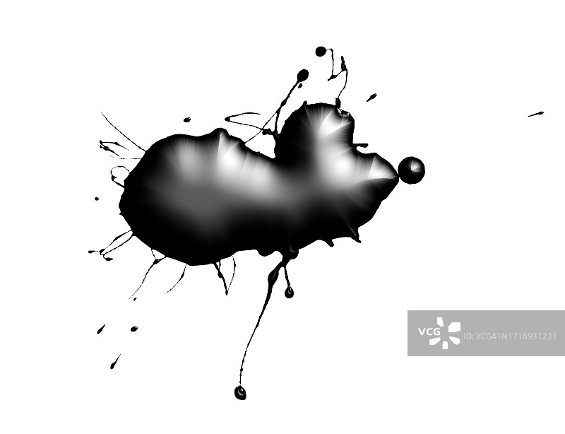 黑色浮雕漆滴落在白色画布上图片素材