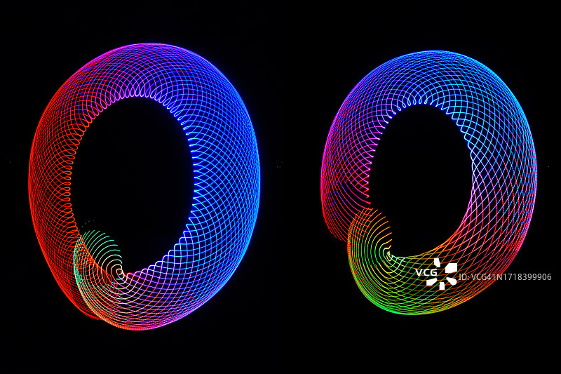 甜甜圈形状的光绘图片素材