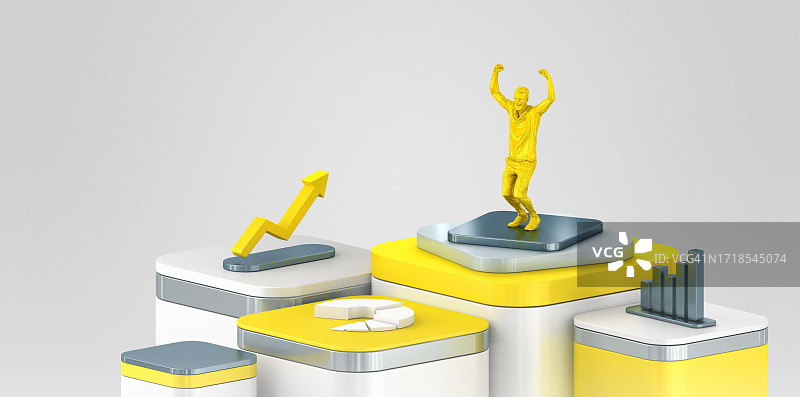 交易成功。快乐的男人成功的交易背景。CGI 3D渲染图片素材