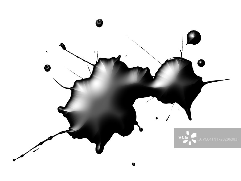 灰色液体在白色画布上飞溅图片素材