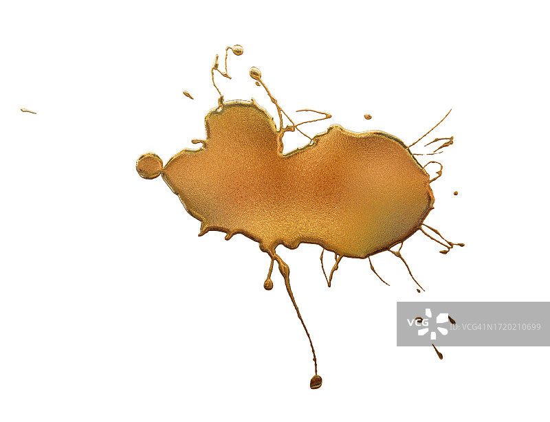 金色金属液体滴落在白色表面上的浮雕图片素材