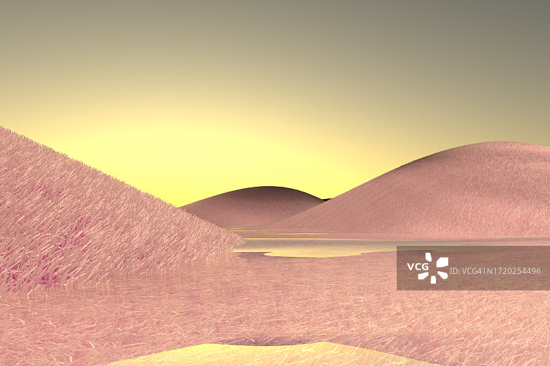 水构成的超现实数字异世界景观图片素材